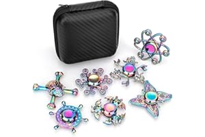 Rainbow Fidget Spinners 7 Pack Fidget Toys for Kids Adults, Metal Hand Spinner Fidget Bulk Set Desk Toy for Stress Relief Foc