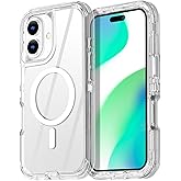AICase for iPhone 16 Case Clear[Compatible with MagSafe] Heavy Duty Durable 3-Layer [Not Yellowing][Military Grade Drop Protection] Shockproof/DropProof Protective Cover for iPhone 16 6.1" 5G