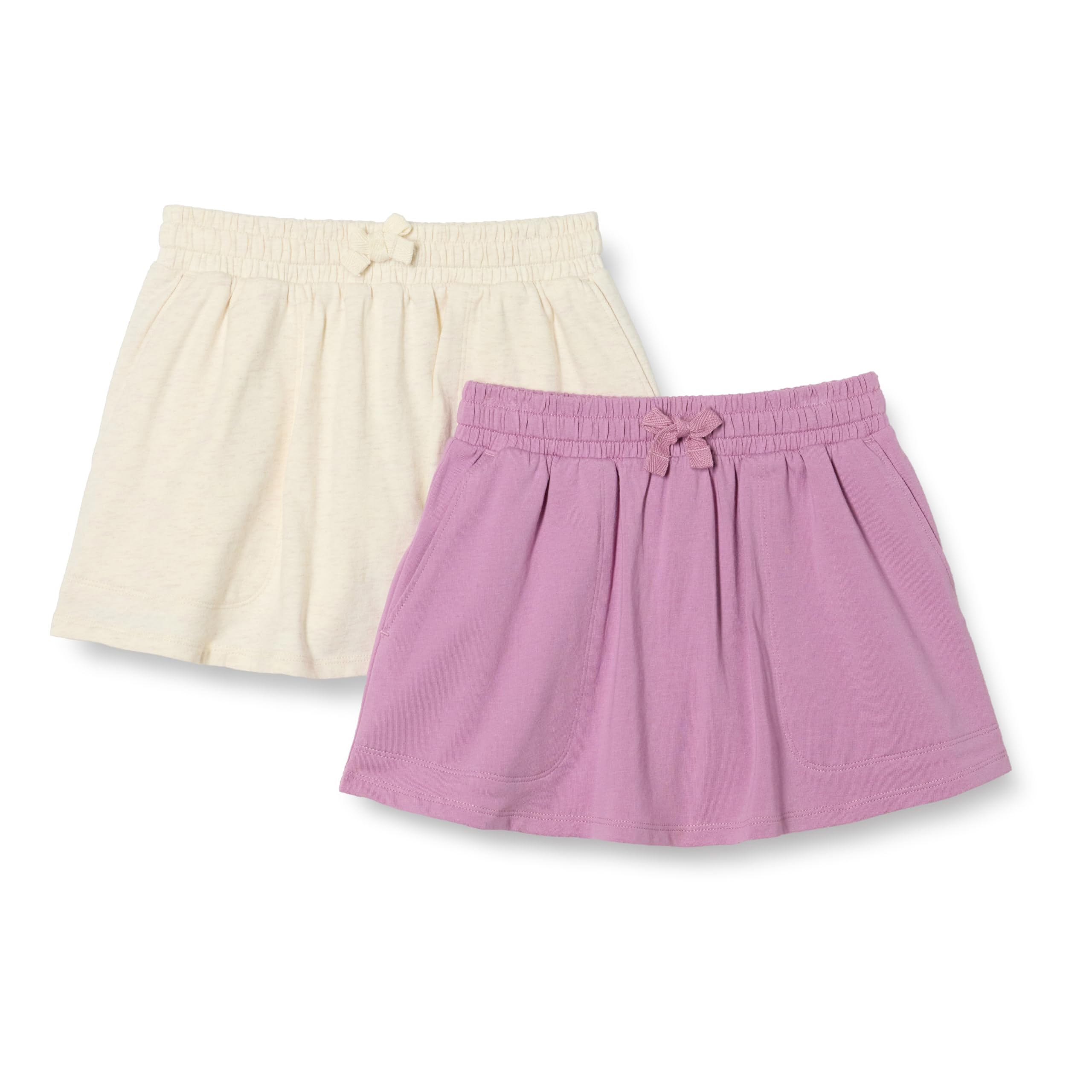 Photo 1 of Amazon Essentials Girls' Patch Pocket Skort, Pack of 2, Oatmeal Heather/Mauve, Small