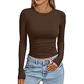 Trendy Queen Womens Long Sleeve Shirts Crop Tops Fall Fashion 2026 Going Out Basic Winter Clothes