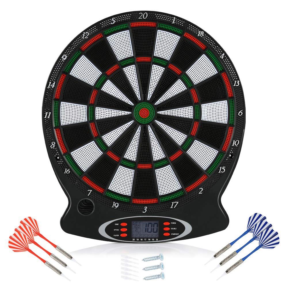 Electronic Dart Board Set, Safety Dartboard Darts Board Set with 6 Soft Tip Darts and LCD score display, 15 Inch Family Dart Shooting Toys for Kids Adults