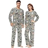 Fustylead Flower Floral Unisex Pajamas Set Various of Background 2 PCS Long Sleeve Sleepwear Lounge with Pocket for Men Women