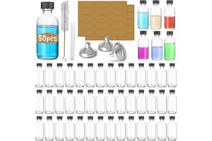Antimbee 80 Pack 2 oz Small Glass Bottles with Airtight Lids, 60ml Boston Round Glass Bottles for Diy Essential Oils, Perfume
