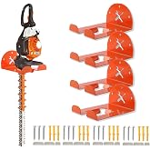 Upgraded Trimmer Rack Wall Mount - 8" Heavy Duty Weed Eater Hanger for Garage Wall, Garden Power Tool Holder Organizer Hooks for Grass Trimmer, Hedge Trimmer, Leaf Blower and Chainsaw, Orange, 4 Pack