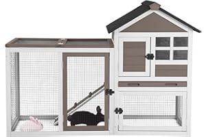 GUTINNEEN Rabbit Hutch Chicken Coop Expandable Indoor Bunny Cage Outdoor Guinea Pig Cage with Run 51.6" L