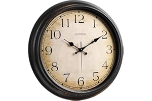 Crosstime 16 Inch Wall Clock Battery Operated Silent Vintage Quartz Analog Round Large Wall Clocks for Living Room Office Kitchen Decor, Bronze