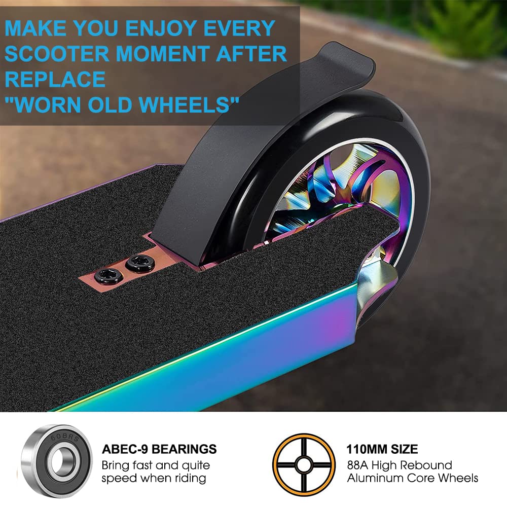 Neo 110mm Pro Scooter Wheels - Pair of 2pcs with ABEC-9 Bearings - Smooth Ride