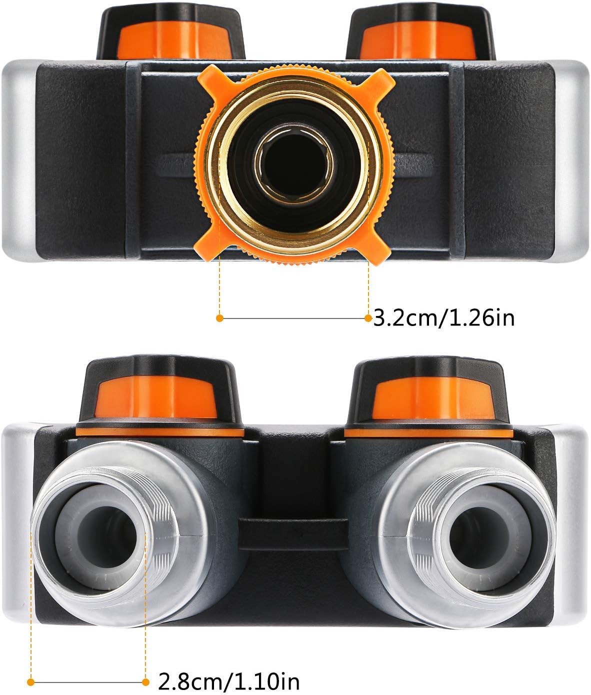 YAAVAAW Garden Hose Splitter 2 Way, 3/4 Inch Zinc Alloy Garden Tap Splitter Outdoor Utility Y Valve - Image 4