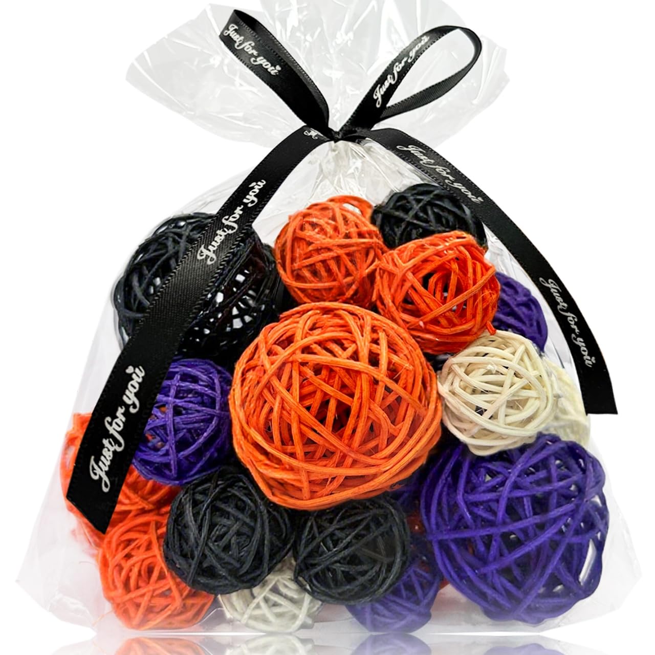 Photo 1 of Qingbei Rina 20 PCS Halloween Wicker Rattan Balls,Fall Decorative Balls for Bowls,Vase Filler for Centerpieces, Autumn Bowl Fillers for Home Decor, DIY Crafts Orange Black Purple White