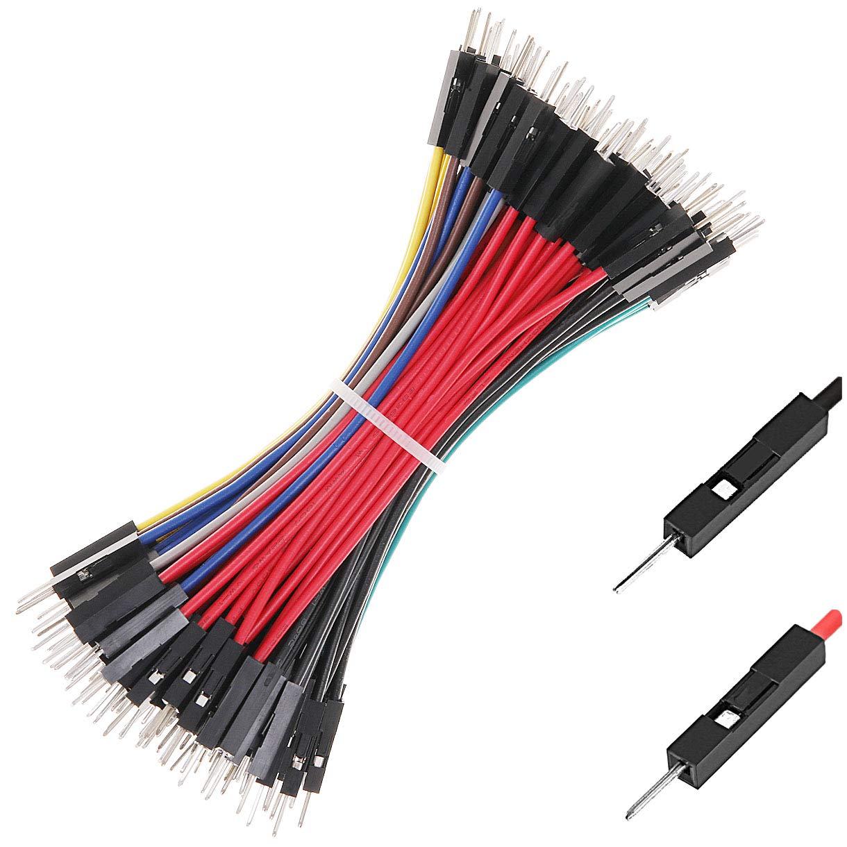 Breadboard Jumper Wires Cables 22AWG For Arduino Raspberry Pi Male To Male, 20% MORE Red and Black Jumpers Wires, Square Head 0.1'' 10 Colors Total 120-Pack (10CM, M/M)