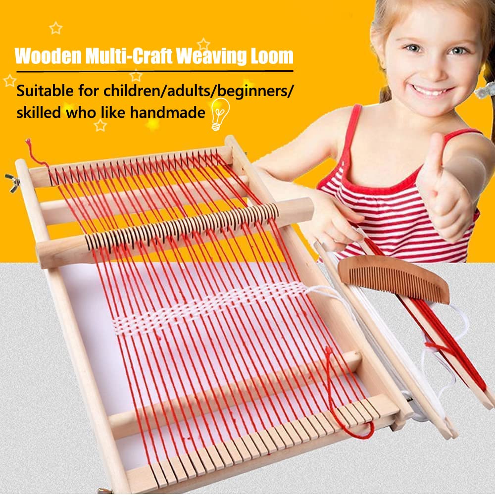 Weaving Loom Kit,Wooden Multi-Craft Weaving Loom Tapestry Loom Large Frame 9.85x 15.5inch,DIY Hand-Knitting Weaving Machinewith Loom Stick Bar for Kids, Adult and Beginners Handcraft Loom