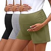 Oakgarden 3 Pack Women's Maternity Shorts Over Belly Pregnancy Shorts Comfy Lounge Pajama Workout Maternity Clothes