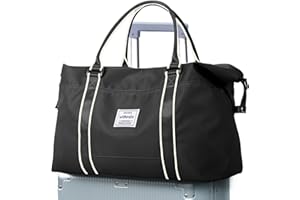 VECAVE Weekender Bags for Women,Carry on Bag,Overnight Bag with Trolley Sleeve,Sports Tote Bag,Travel bag for Women, Black