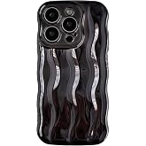 Caseative for iPhone 15 Pro Case, Light Black | Water Ripple Pattern Curly Wave Frame Soft