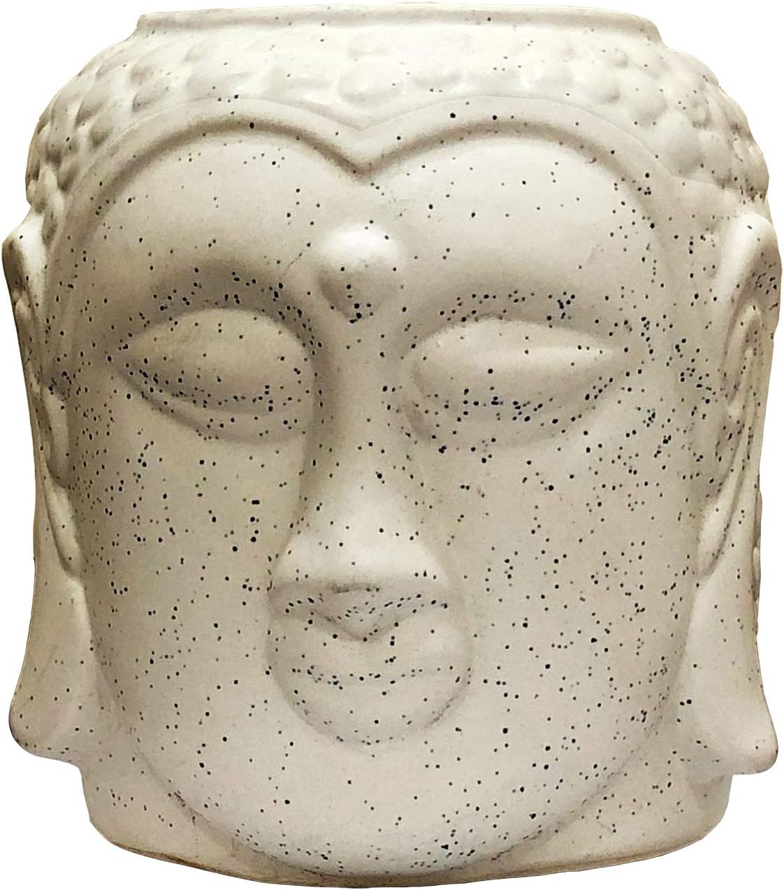 ShopMeFast Budhha Face Shape Handcrafted Ceramic Pots Ceramic Planter for Indoor Plants/Planters,Home Decor,Garden Decor,Office Decor,Decorative Succulent Pot (Color: White)(L:15 cm, W:15 cm, H:17 cm)