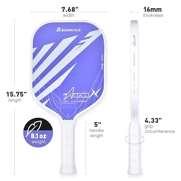 CARBON FIBER PICKLEBALL PADDLE – 16MM POLY CORE, LIGHTWEIGHT POWER PADDLE WITH TEXTURED SURFACE FOR SPIN & PRECISION, DESIGNED FOR MEN AND COMPETITIVE PLAY (PURPLE)