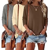 Bliwov 3 Pack 3/4 Sleeve Tops for Women Crewneck Basics Casual Work Tees Spring Summer Trendy T Shirts 2026 Clothes Blouses