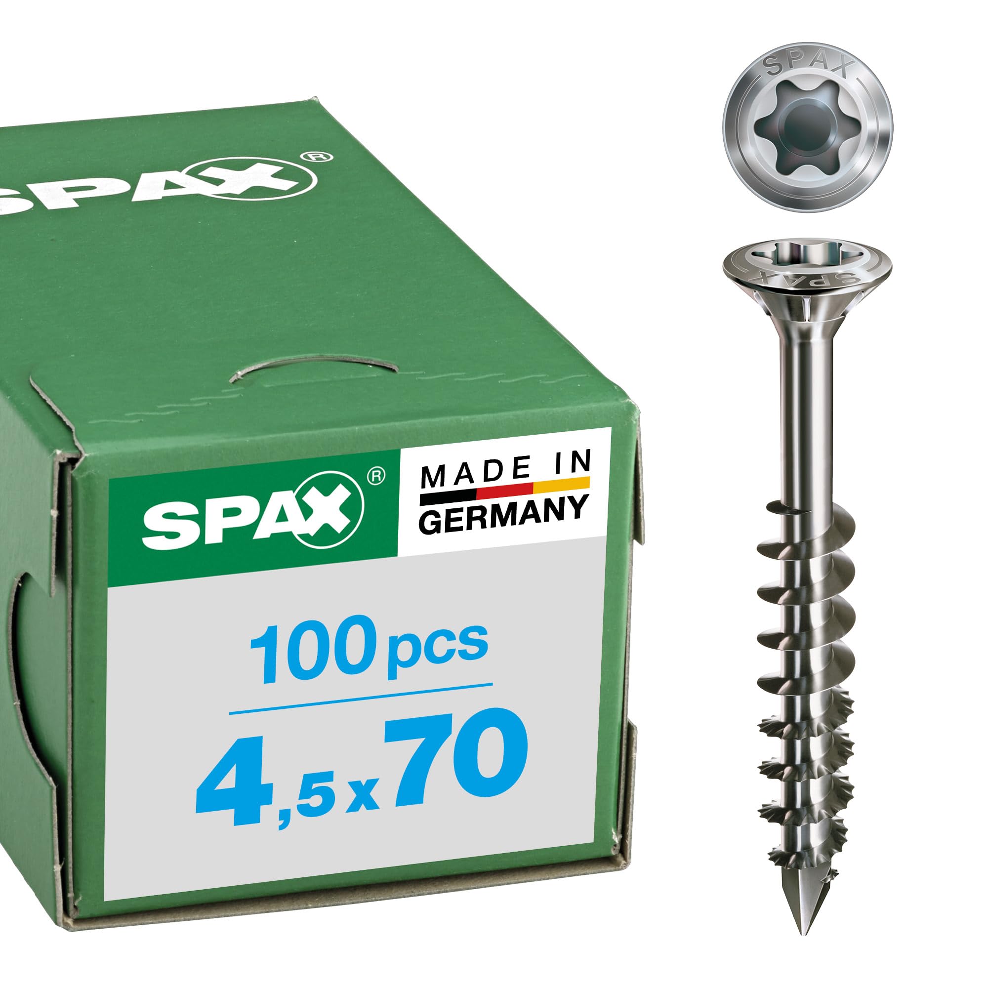 Spax 1.4567-25170004503521 Facade Screw, Raised Countersunk Head T-STAR Plus, CUT, Partial Thread, Stainless Steel A2, 25170004507021 โ image 1