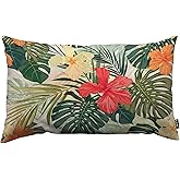 TKS MITLAN Hibiscus Flowers Pillow Cover 12x20 inch Summer Colorful Hawaiian Tropical Plants Palm Leaf Pillows Decorative Throw Pillows Farmhouse Decor for Home Cushion Case