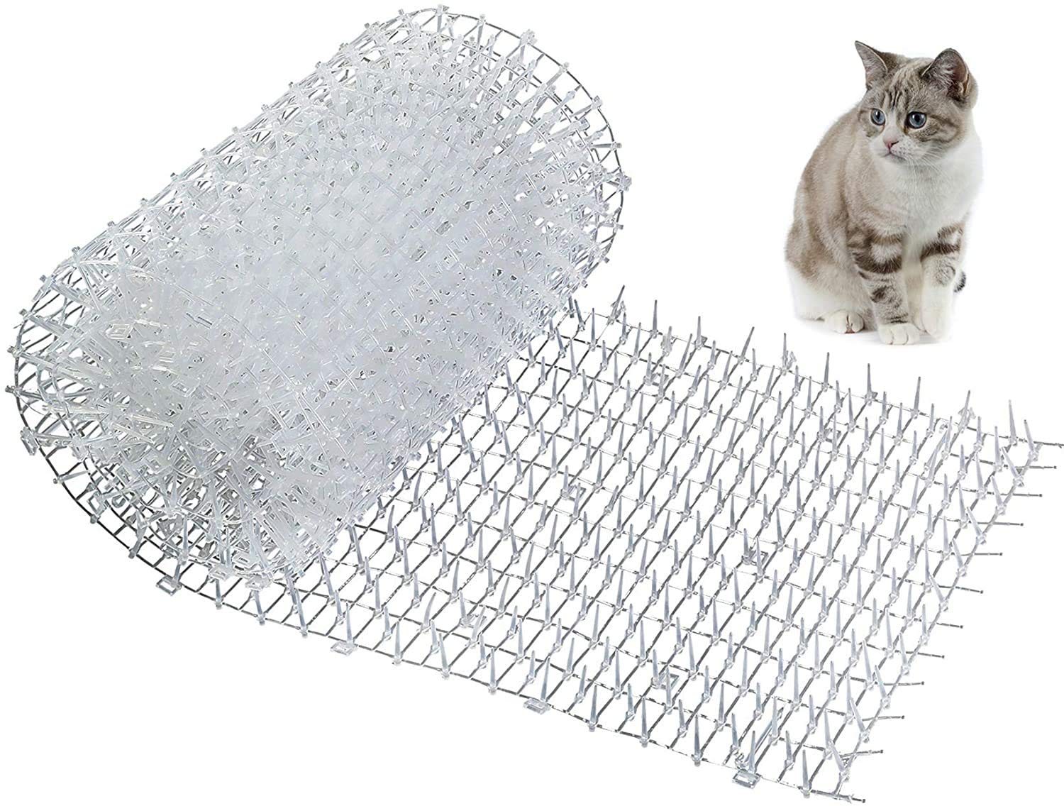 Kohree Upgraded Cat Scat Mat with Spikes, 2.5m x0.3m Anti-Cat Mat Dog Animal Spikes Repellent Deterrent Mat, Digging Stopper Deterrent Mat for Garden and Fence, White