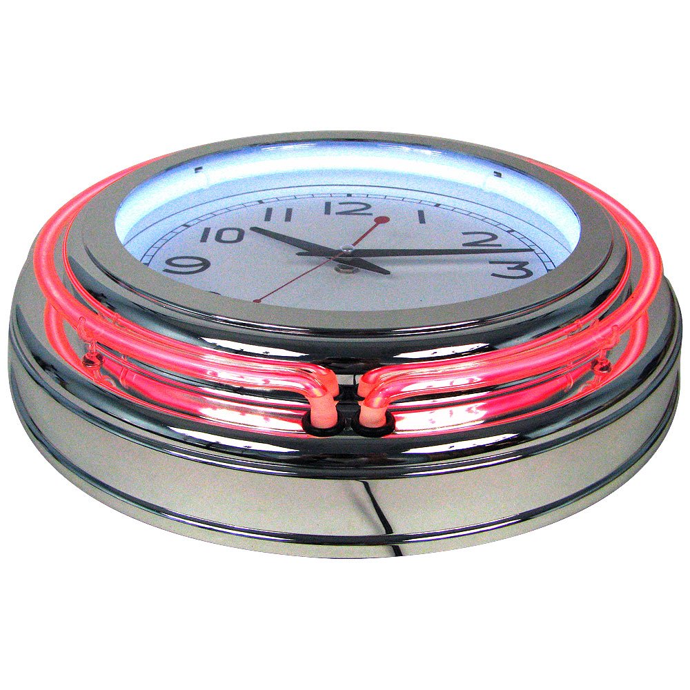 Lavish Home Retro Neon Wall Clock Battery Operated Wall Clock Vintage