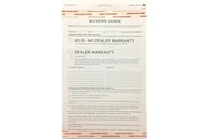 Donkey Auto Products 2 Part Buyers Guide Form - Adhesive Tape - English - As is - Warranty (100 per Pack) (2025 Version)