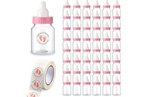 Tondiamo 48 Pcs Pink Baby Shower Mini Bottle Favors 1. 5 x 3. 5 Inch Baby Shower Candy Jar Mini Milk Bottle Party Favor Fillable Gift Boxes for Boys Girls Birthday Party Games Decorations