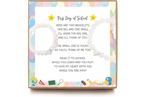 OFGOT7 Back To School Gifts Mommy and Me Bracelet, First Day of School Bracelet for Daughter Girls, Heart Beadeds Bracelet Mom and Daughter Bracelets set for One Big and One Small Bracelet
