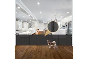 STCOCKIS Reinforced 42" Tall x 195" Extra Long Baby Gates for Large Openings, Tall Retractable Baby Gates Extra Wide Dog Gate with Support Rods - Prevent Crawling Under, Indoor/Outdoor Retractable Fence, Black