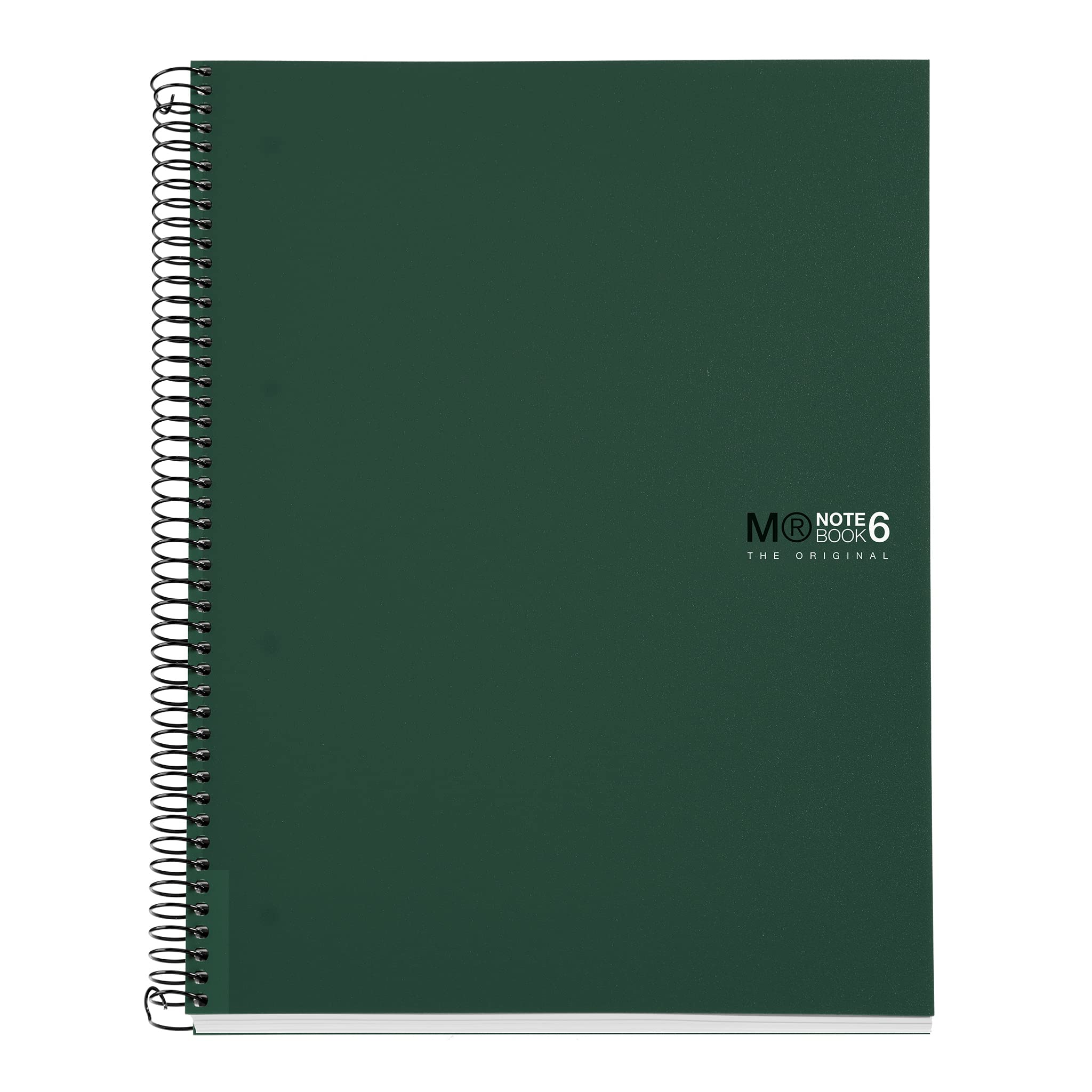 Miquelrius - The Original A4 Notebook, 6 Coloured Stripes, Opaque Polypropylene Cover, Size 210 x 297 mm, 4 Drills, 150 Sheets of 70 g/m², Horizontal Ruled 7 mm, Colour Khaki Green