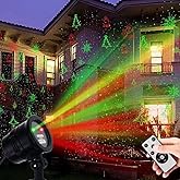 Christmas Projector Lights Outdoor, Led Christmas Laser Lights Landscape Spotlight Red and Green Star Show with Rf Wireless Remote Christmas Decorative for Outdoor Garden Patio Xmas Holiday Party