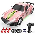 Remote Control Car RC Drift Car 2.4GHz 1:20 Scale 4WD 20KM/H High Speed Remote Control Cars Vehicle with LED Lights Drifting Tire 2Pcs Rechargeable Batteries Toy Cars for Adults Boys Girls (Pink)