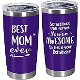 TEEZWONDER Mom Birthday Gifts from Daughter Son - Best Mom Ever 20 oz Stainless Steel Insulated Coffee Tumbler with Lid - Mothers Day Birthday Gifts for Moms, Mama Gift for Mother in Law Stepmom