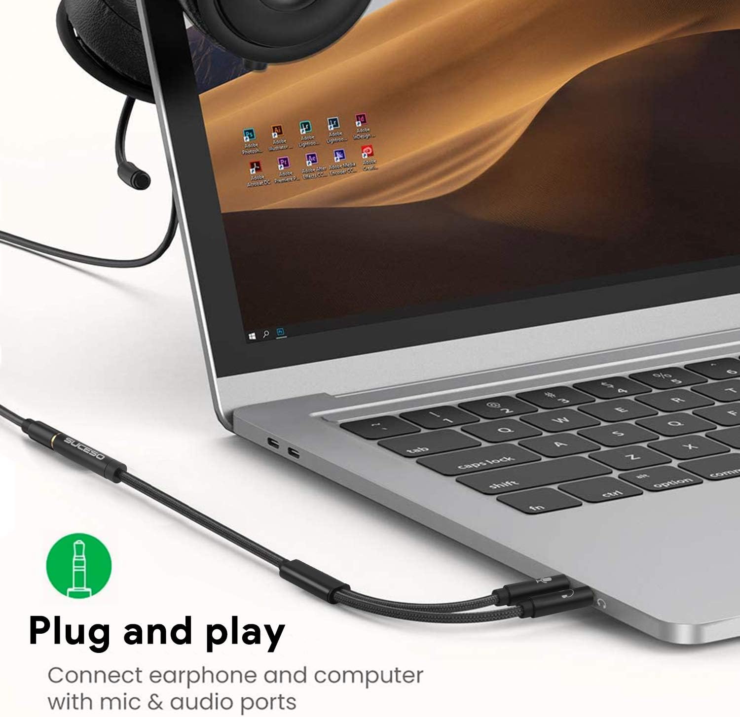 SUCESO Cavo Adattatore Sdoppiatore Cuffie Microfono 2 in 1 Due Jack  Separati da 3.5mm per Notebook,PC Adattatore Jack 3,5mm Maschio a  Femmina,Adattatore Splitter Jack da 3,5mm Cuffie,PS4,Xbox-35cm Cavi  urban-earth.co.uk