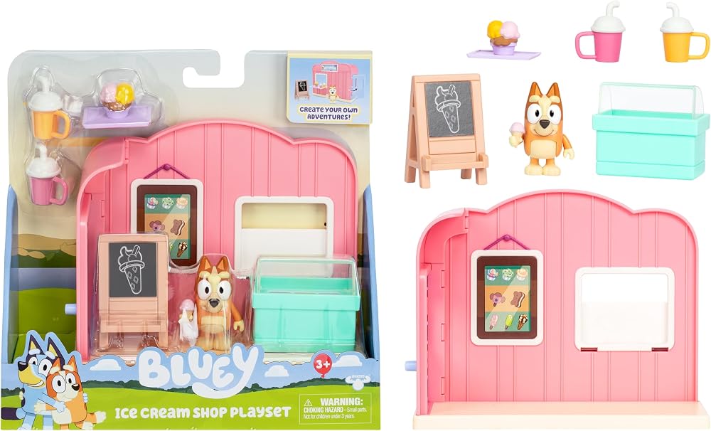 Moose Toys Bluey Ice Cream Shop Playset with Bingo Figure and Accessories