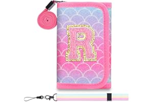 Luchike Girls Wallets for Kids 6-8 8-10 kids wallet Cute for Teen Girls with Initials Coin Pocket Toddler for with Magic Sticker Teen for Gifts R