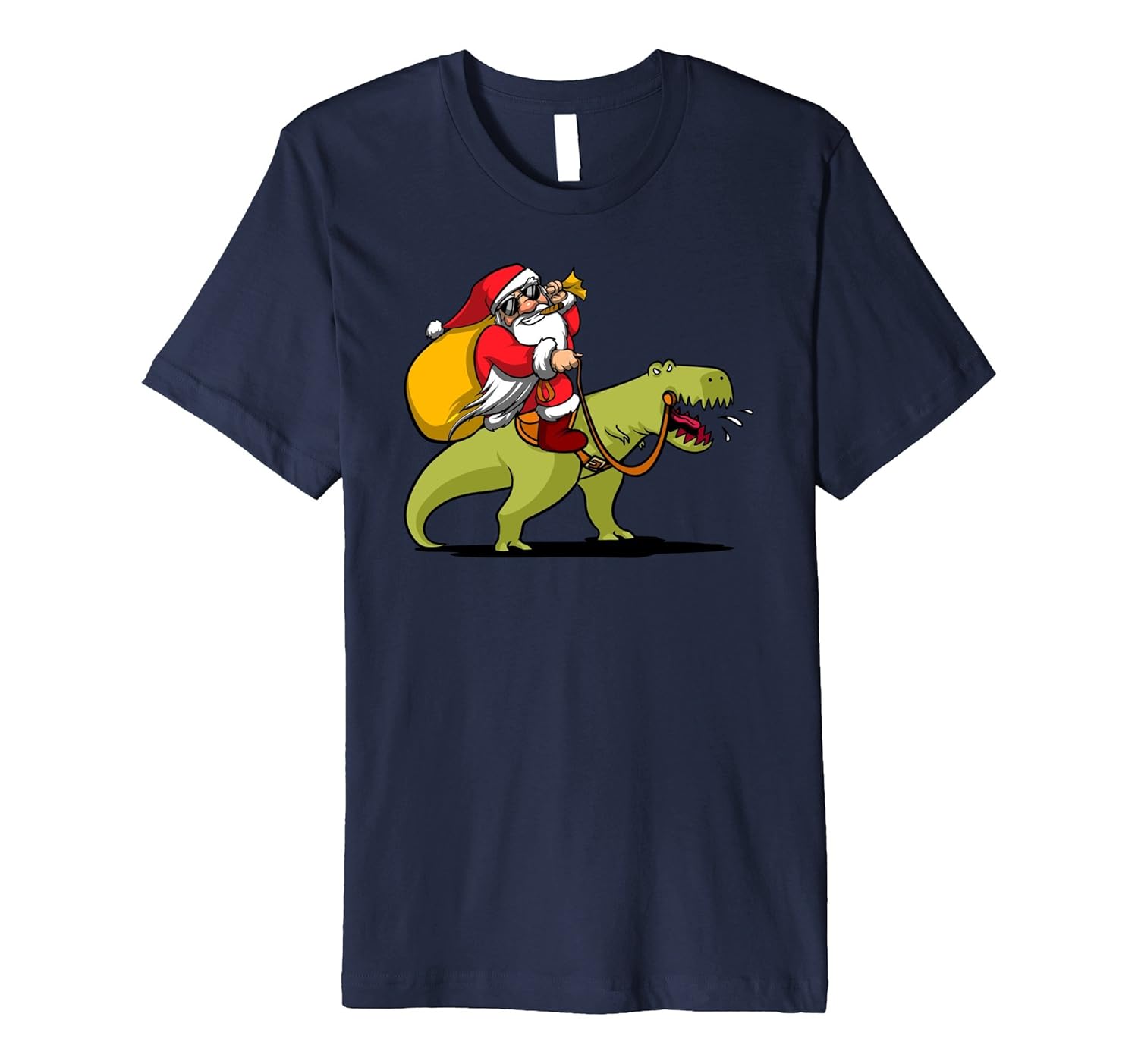 Santa Riding T-Rex Dinosaur Funny Christmas Gift Bag T-Shirt-ANZ