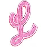 Nipitshop Patches Pink Letter L Patches Embroidered Iron On Patch Alphabet A-Z Patch for Clothes Backpacks T-Shirt Jeans Skirt Vests Scarf Hat Bag