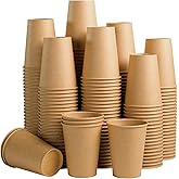 Clawsoff 180 Pack 12 OZ Paper Cups, Brown Kraft Disposable Paper Coffee Cups 12 oz, Unbleached Paper Cups for Hot/Cold Beverage Party, Picnic, Travel, and Events.