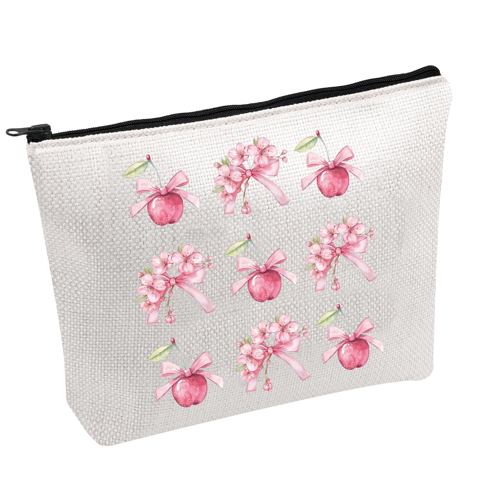 Cherry Blossom Makeup Bag Coquette Cherry Cosmetic Bag Cherry and Bow Gift Cherry Lover Gift (Cherry Blossom B)