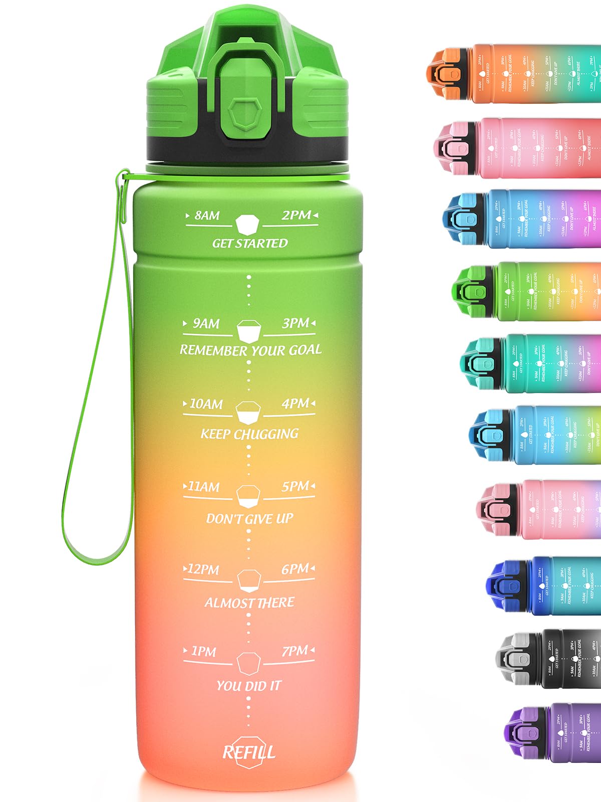 Niggeey 500ml & 700ml & 1000ml Motivational Water Bottle with Time Marker, Sports Water Bottles, Leak Proof BPA Free Tritan Drink Bottle for Kids, Men, Women, Running, Cycling, School, Gym and Sport