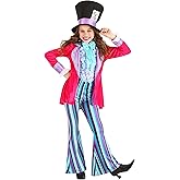 Whimsical Mad Hatter Girl's Costume - Velvet Jacket with Vest, Shirt, Pants & Hat, Exclusive