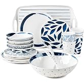 Lenox Blue Bay Melamine 20-Piece Dinnerware Set for 4 | dishwasher safe, microwave safe | plates and bowls sets for kitchen and dining | 10.75 inch plate, dish set