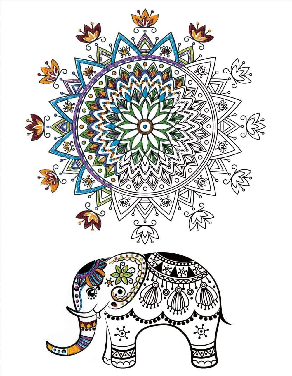 Design Works/Zenbroidery Stamped Emboidery Kit 14"X18"-Elephant Mandalas