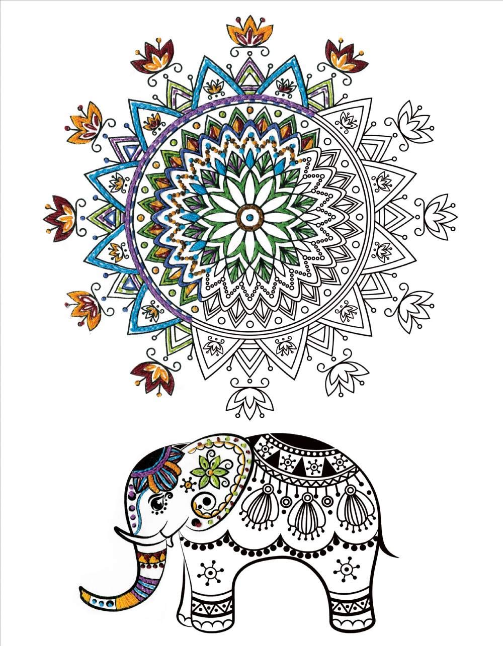 Design Works/Zenbroidery Stamped Emboidery Kit 14"X18"-Elephant Mandalas