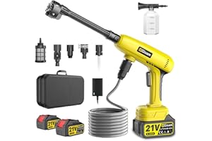 GISAM Cordless Pressure Washer,1250 PSI Cordless Power Washer with 2pcs 4.0Ah Battery&Charger & 6-in-1 Nozzle,Portable Power Washer Cordless for Home,Battery Pressure Washer for Car Wash,Yard
