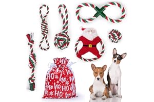 Ladadee Christmas Dog Rope Toys-6 Pack, Christmas Chew Toys for Large Dogs, Interactive Indestructible Grinding Teething Aggressive Chewers Toys, Dog Durable Rope Toys