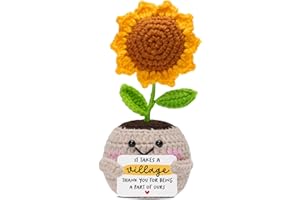 HEXMOZ Christmas Thank You Gifts for Women - Teacher Gifts for Women - It Takes A Village Thank You Appreciation Collectible Sunflower Doll Crochet for Nurse Coworker Employee Daycare Provider Nanny