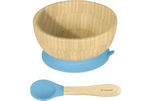 Abiie Octopod Bamboo Dish - Fun Kids Bowls for 4 months and up, Bamboo Suction Bowl, High-Chair Bamboo Baby Bowls, Mess-Free Toddler Suction Bowls, Ergonomic Baby Feeding Supplies, 5.7 x 3 x 5.7 in