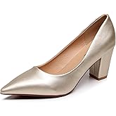 VenusCelia Women's Lewin Pump Chunky Heel Shoe